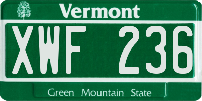 VT license plate XWF236