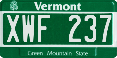 VT license plate XWF237