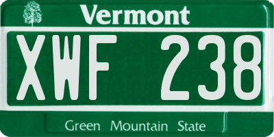 VT license plate XWF238