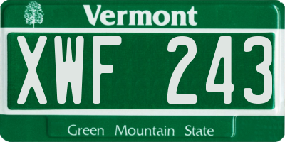 VT license plate XWF243