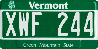 VT license plate XWF244
