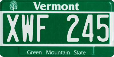 VT license plate XWF245