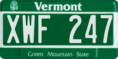 VT license plate XWF247