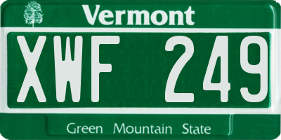 VT license plate XWF249