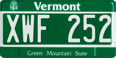 VT license plate XWF252