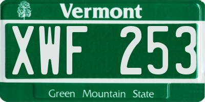 VT license plate XWF253