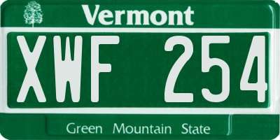VT license plate XWF254
