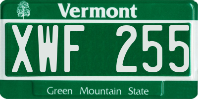 VT license plate XWF255