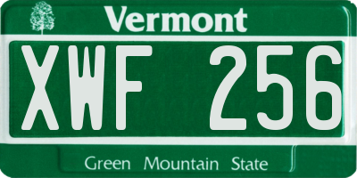 VT license plate XWF256