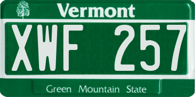 VT license plate XWF257