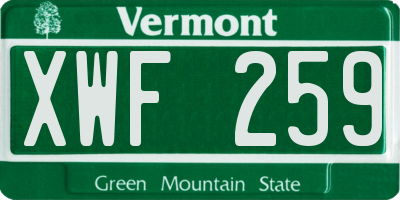VT license plate XWF259