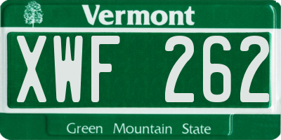 VT license plate XWF262