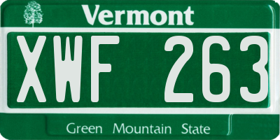 VT license plate XWF263