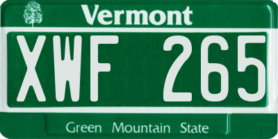 VT license plate XWF265