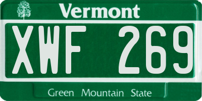 VT license plate XWF269