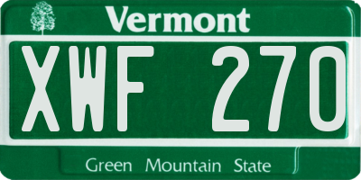 VT license plate XWF270