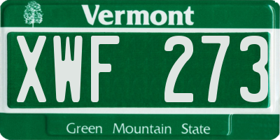 VT license plate XWF273