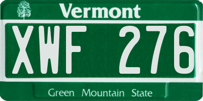 VT license plate XWF276