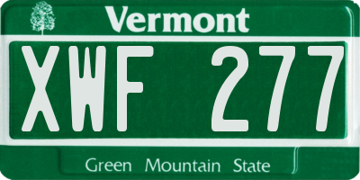 VT license plate XWF277