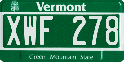 VT license plate XWF278