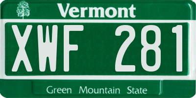 VT license plate XWF281