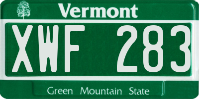 VT license plate XWF283