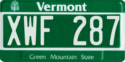 VT license plate XWF287