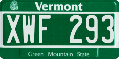 VT license plate XWF293