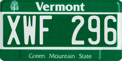 VT license plate XWF296