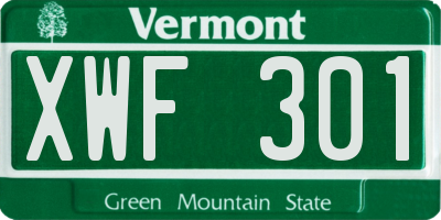 VT license plate XWF301