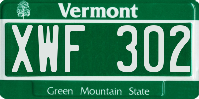 VT license plate XWF302