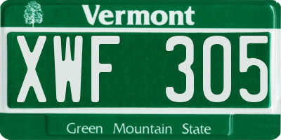 VT license plate XWF305