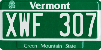 VT license plate XWF307