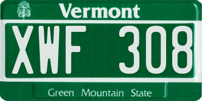 VT license plate XWF308