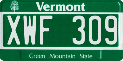 VT license plate XWF309