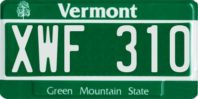 VT license plate XWF310