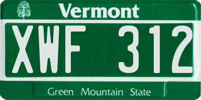 VT license plate XWF312
