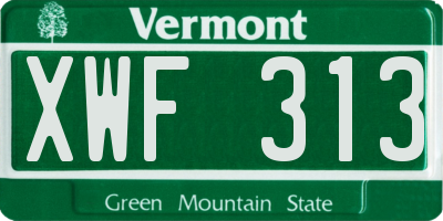 VT license plate XWF313