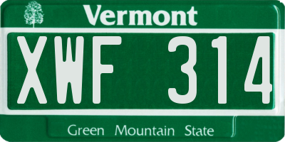 VT license plate XWF314