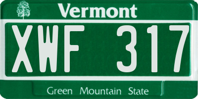 VT license plate XWF317