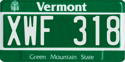 VT license plate XWF318