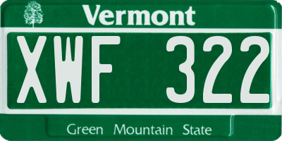 VT license plate XWF322