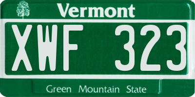 VT license plate XWF323