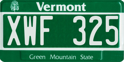 VT license plate XWF325