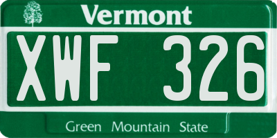 VT license plate XWF326