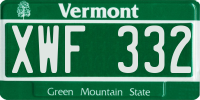 VT license plate XWF332