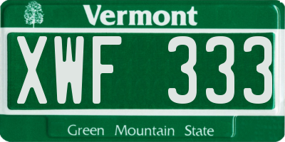 VT license plate XWF333