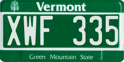 VT license plate XWF335