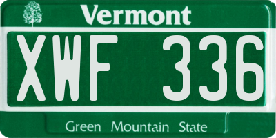VT license plate XWF336