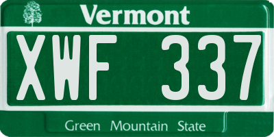 VT license plate XWF337
